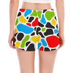 Colorful Cow Print Women's Split Running Shorts