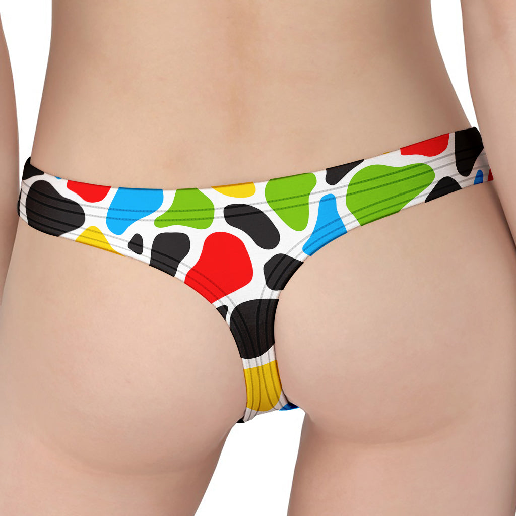 Colorful Cow Print Women's Thong