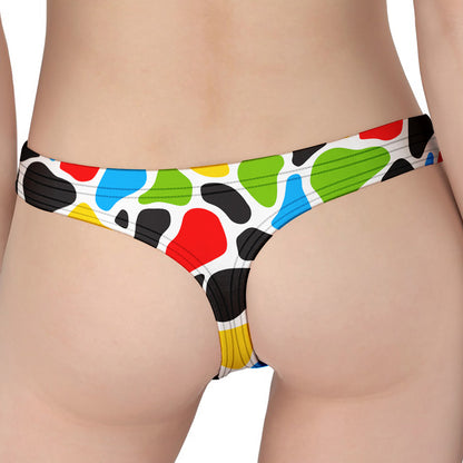 Colorful Cow Print Women's Thong