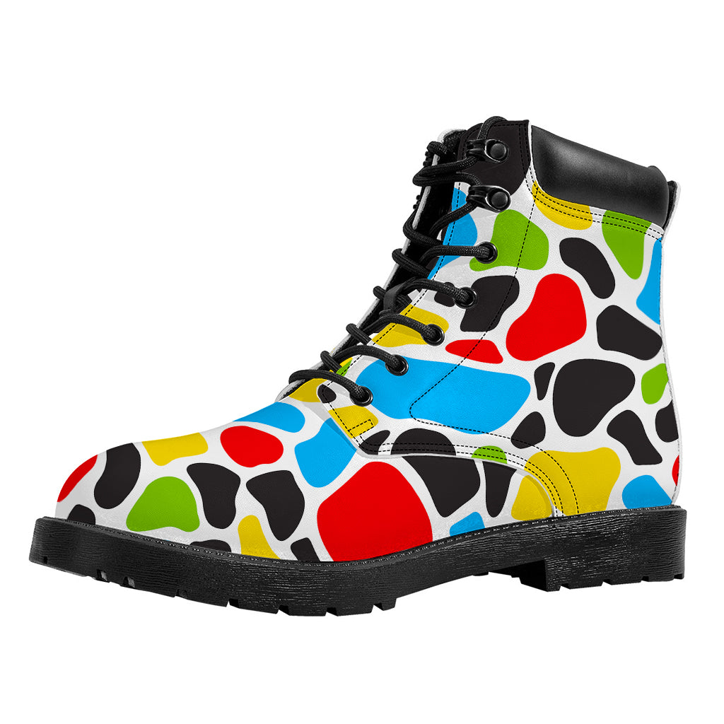 Colorful Cow Print Work Boots