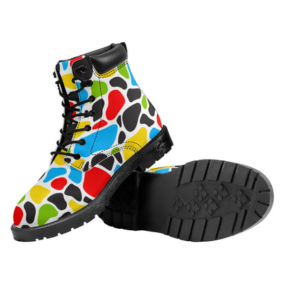 Colorful Cow Print Work Boots