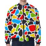 Colorful Cow Print Zip Sleeve Bomber Jacket