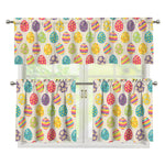 Colorful Cute Easter Eggs Pattern Print 3 Piece Kitchen Curtains