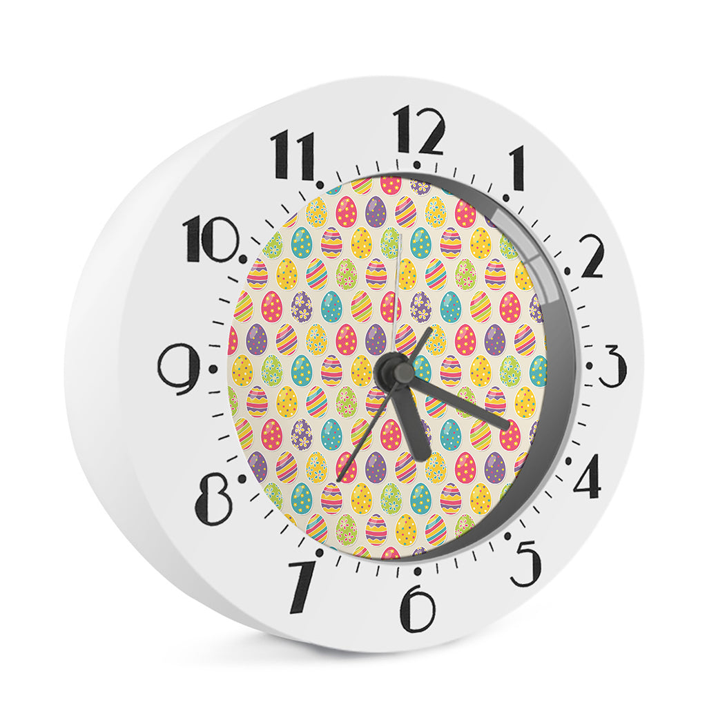 Colorful Cute Easter Eggs Pattern Print Alarm Clock