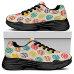 Colorful Cute Easter Eggs Pattern Print Black Chunky Shoes