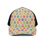 Colorful Cute Easter Eggs Pattern Print Black Mesh Trucker Cap
