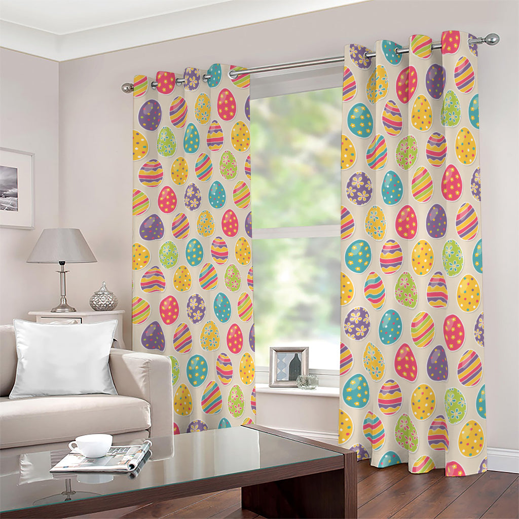 Colorful Cute Easter Eggs Pattern Print Blackout Grommet Curtains
