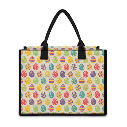 Colorful Cute Easter Eggs Pattern Print Canvas Tote Bag