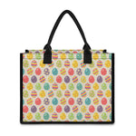 Colorful Cute Easter Eggs Pattern Print Canvas Tote Bag