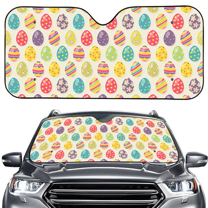 Colorful Cute Easter Eggs Pattern Print Car Windshield Sun Shade
