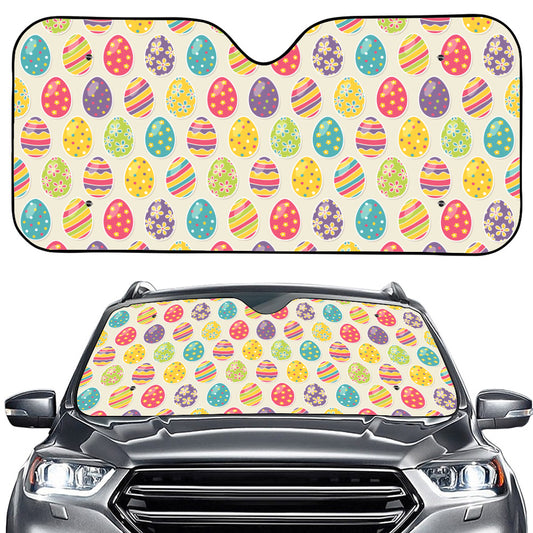 Colorful Cute Easter Eggs Pattern Print Car Windshield Sun Shade