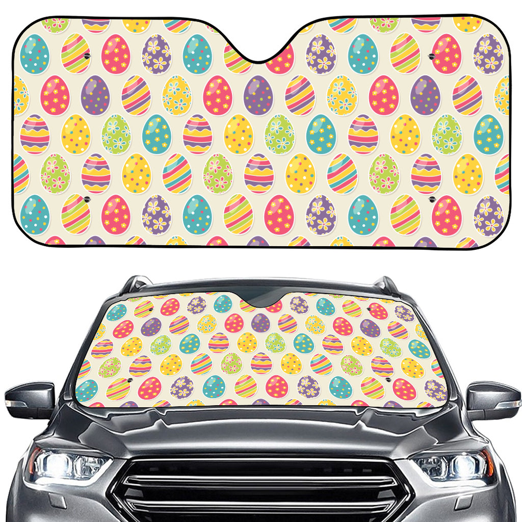Colorful Cute Easter Eggs Pattern Print Car Windshield Sun Shade