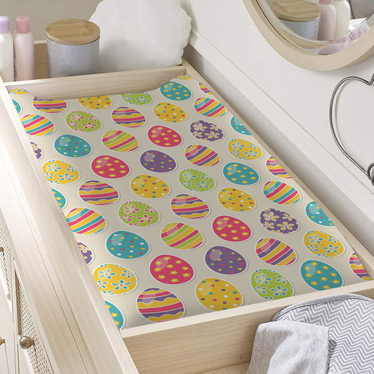 Colorful Cute Easter Eggs Pattern Print Changing Pad Cover