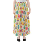 Colorful Cute Easter Eggs Pattern Print Chiffon Maxi Skirt
