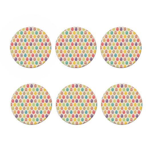 Colorful Cute Easter Eggs Pattern Print Coaster Set