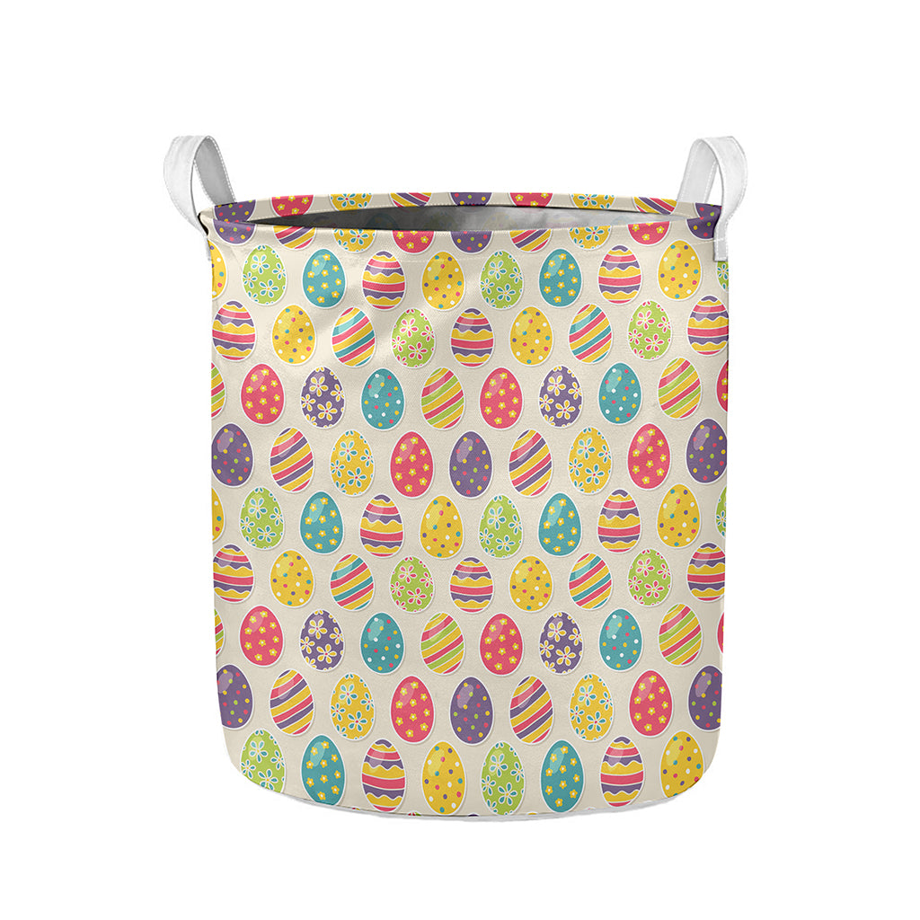 Colorful Cute Easter Eggs Pattern Print Collapsible Laundry Basket
