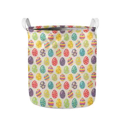 Colorful Cute Easter Eggs Pattern Print Collapsible Laundry Basket