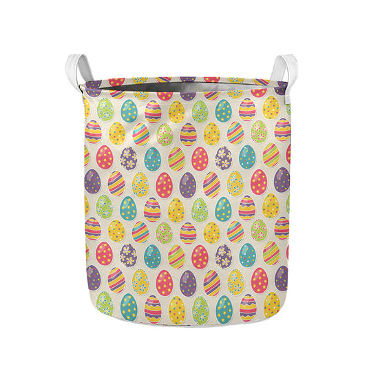 Colorful Cute Easter Eggs Pattern Print Collapsible Laundry Basket