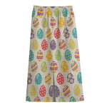 Colorful Cute Easter Eggs Pattern Print Cotton Front Slit Maxi Skirt