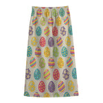 Colorful Cute Easter Eggs Pattern Print Cotton Front Slit Maxi Skirt