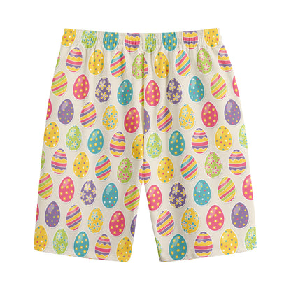Colorful Cute Easter Eggs Pattern Print Cotton Shorts