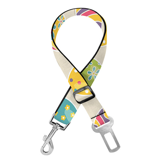 Colorful Cute Easter Eggs Pattern Print Dog Seat Belt