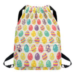 Colorful Cute Easter Eggs Pattern Print Drawstring Backpack