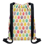 Colorful Cute Easter Eggs Pattern Print Drawstring Backpack