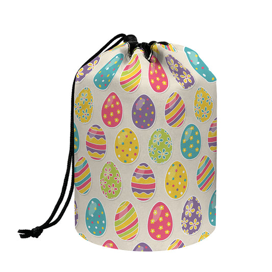 Colorful Cute Easter Eggs Pattern Print Drawstring Makeup Bag