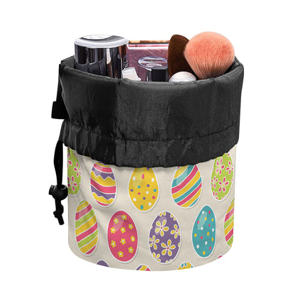 Colorful Cute Easter Eggs Pattern Print Drawstring Makeup Bag