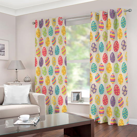 Colorful Cute Easter Eggs Pattern Print Extra Wide Grommet Curtains