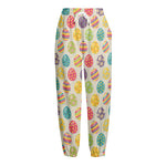 Colorful Cute Easter Eggs Pattern Print Fleece Lined Knit Pants