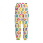 Colorful Cute Easter Eggs Pattern Print Fleece Lined Knit Pants