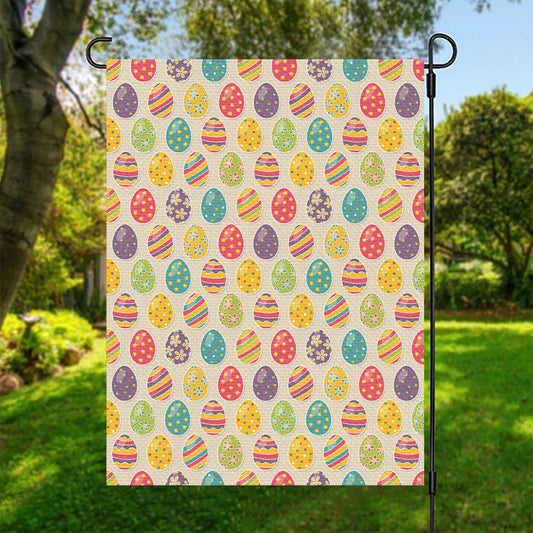 Colorful Cute Easter Eggs Pattern Print Garden Flag