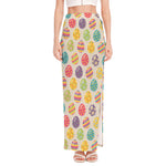 Colorful Cute Easter Eggs Pattern Print High Slit Maxi Skirt