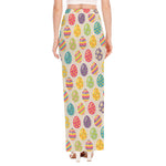 Colorful Cute Easter Eggs Pattern Print High Slit Maxi Skirt