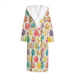 Colorful Cute Easter Eggs Pattern Print Hooded Bathrobe
