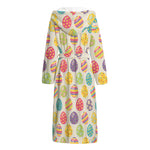 Colorful Cute Easter Eggs Pattern Print Hooded Bathrobe