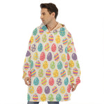 Colorful Cute Easter Eggs Pattern Print Hoodie Blanket