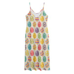 Colorful Cute Easter Eggs Pattern Print Jersey Midi Cami Dress