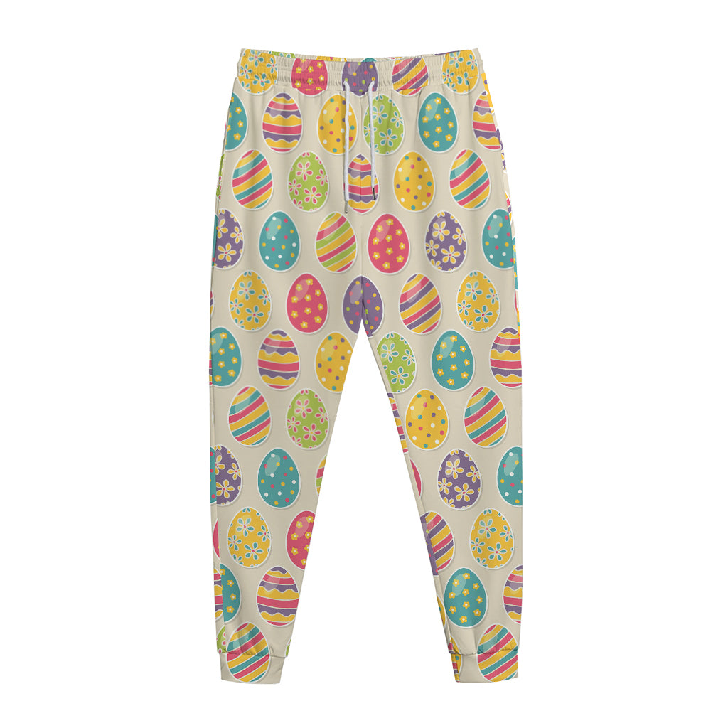 Colorful Cute Easter Eggs Pattern Print Jogger Pants