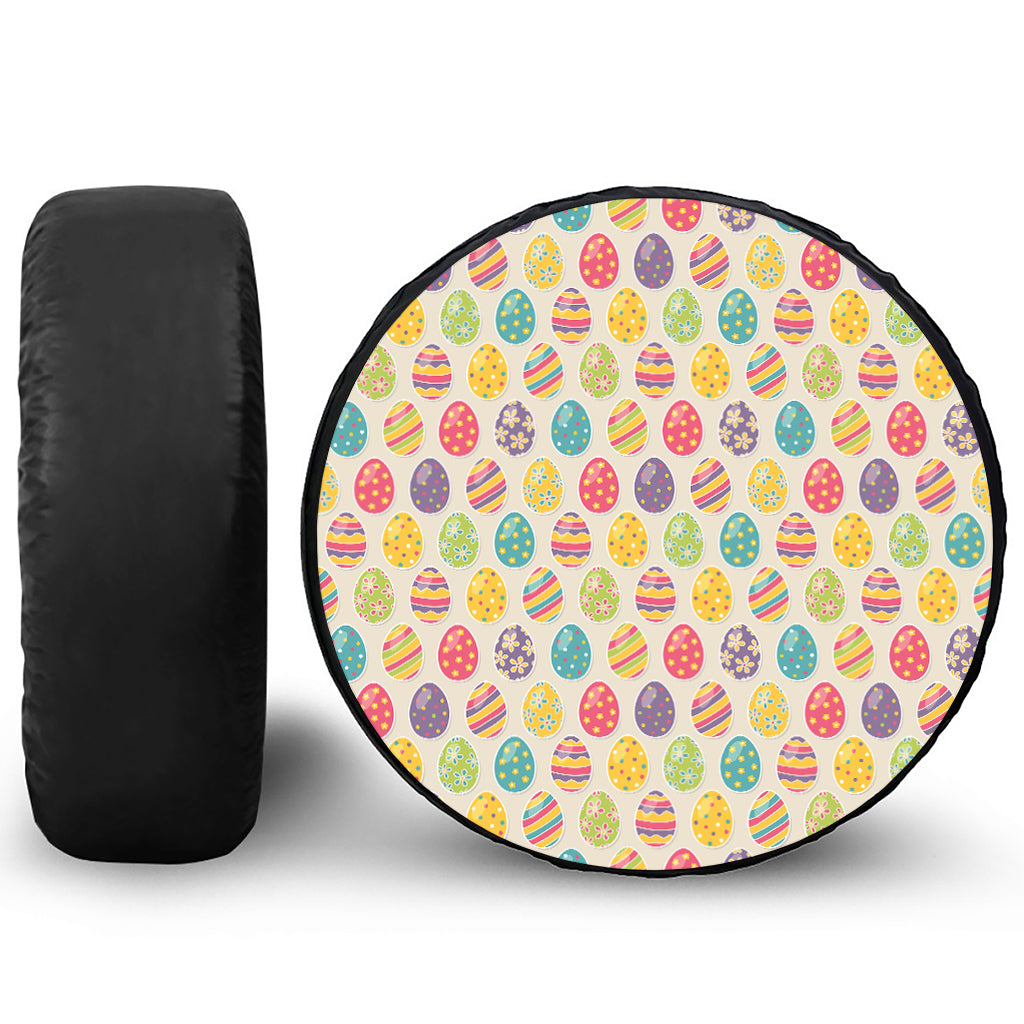 Colorful Cute Easter Eggs Pattern Print Leather Spare Tire Cover