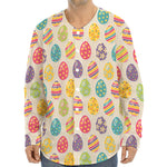 Colorful Cute Easter Eggs Pattern Print Long Sleeve Baseball Jersey