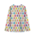 Colorful Cute Easter Eggs Pattern Print Long Sleeve Short Coat