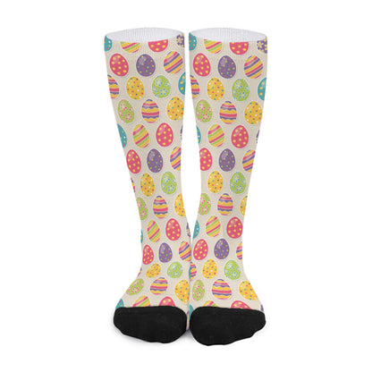 Colorful Cute Easter Eggs Pattern Print Long Socks