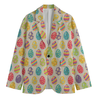Colorful Cute Easter Eggs Pattern Print Men's Blazer