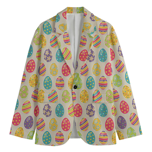 Colorful Cute Easter Eggs Pattern Print Men's Blazer
