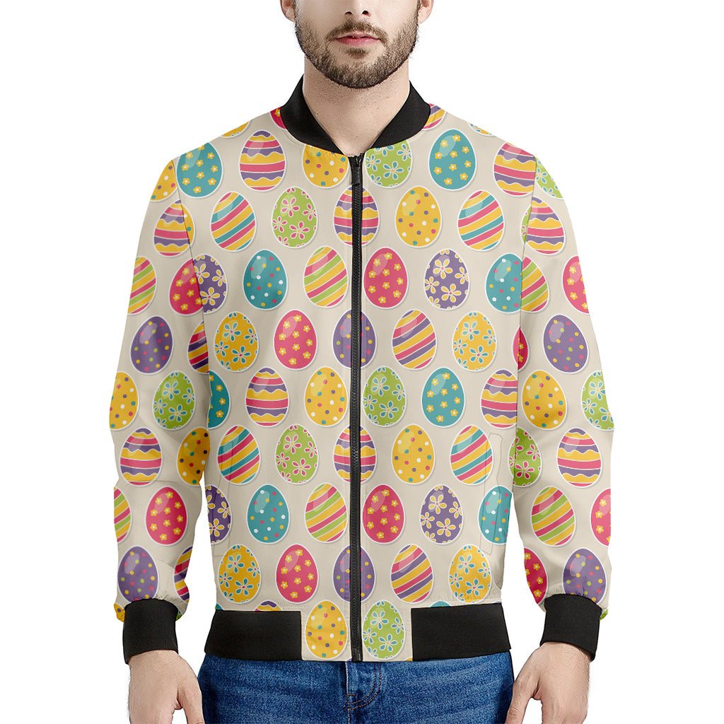 Colorful Cute Easter Eggs Pattern Print Men's Bomber Jacket