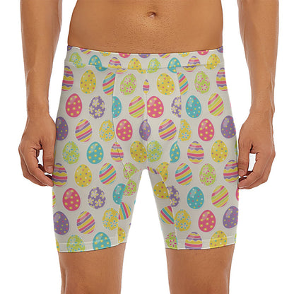 Colorful Cute Easter Eggs Pattern Print Men's Long Boxer Briefs