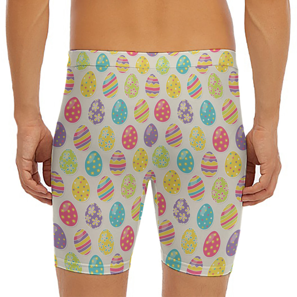 Colorful Cute Easter Eggs Pattern Print Men's Long Boxer Briefs
